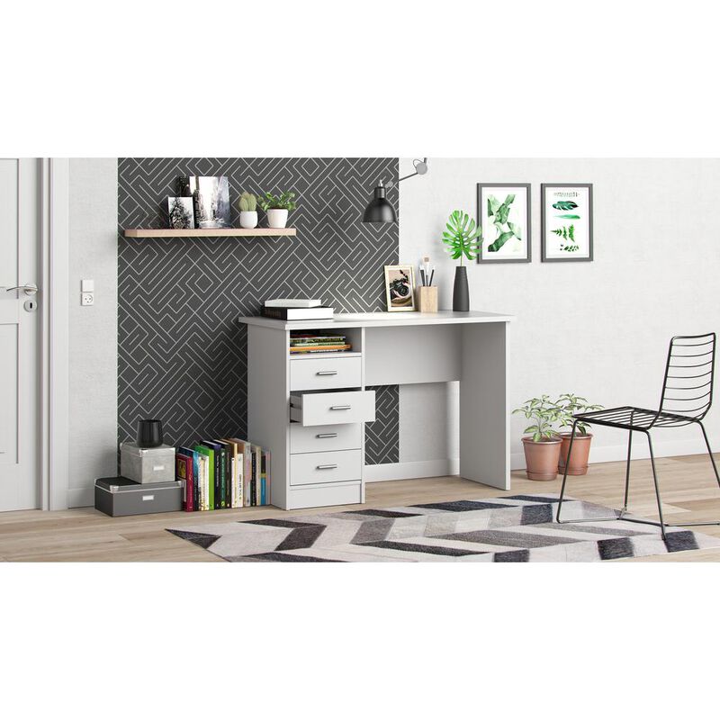 Tvilum Warner Desk with 4 Drawers, White