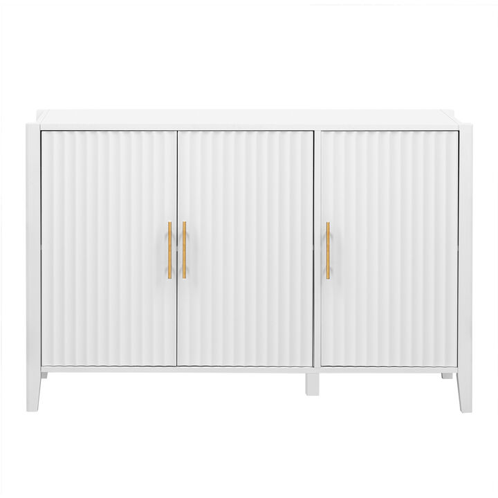Featured Three-door Storage Cabinet with Metal Handles