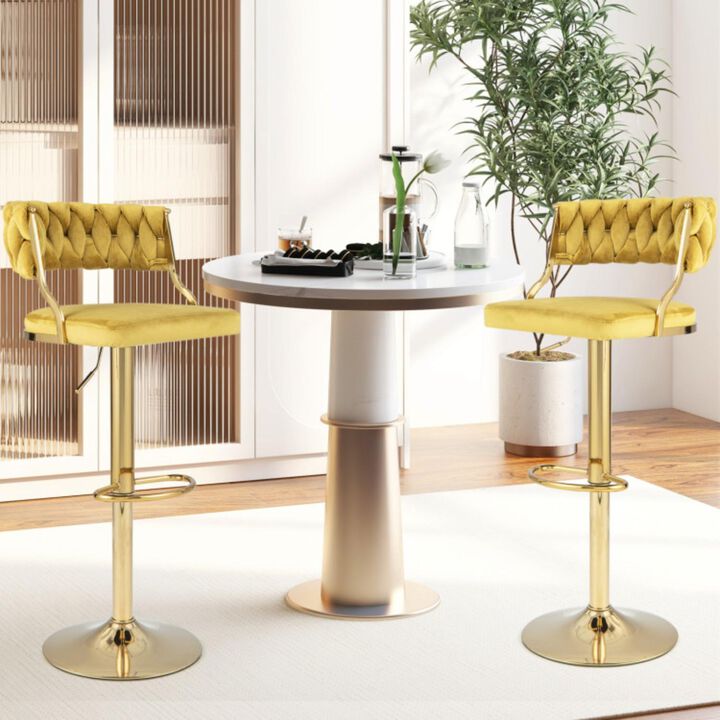 Hivvago Swivel Barstool with Woven Back Set of 2 for Kitchen Island Cafe