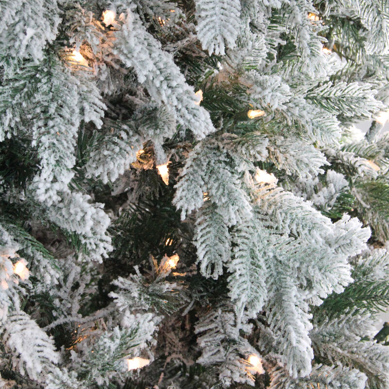 6.5' Pre-Lit Full Frosted Butte Fir Artificial Christmas Tree - Clear Lights