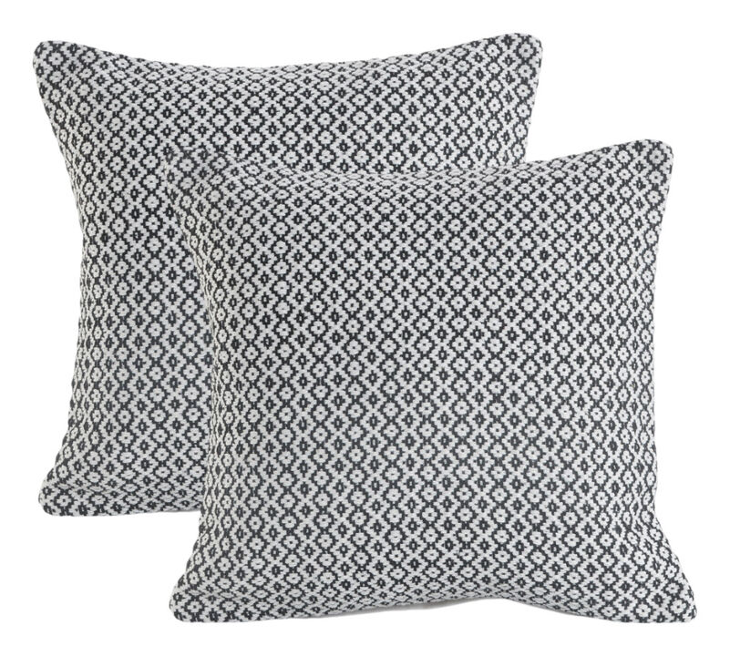 HomeRoots Set of Two Gray Chevron Cotton Throw Pillow