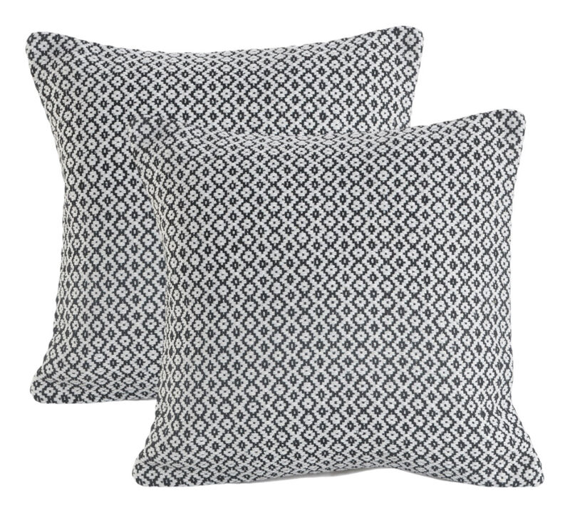 HomeRoots Set of Two Gray Chevron Cotton Throw Pillow image number 0