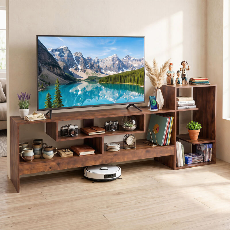 Entertainment Cube TV Stand with Built-in Power Outlets Shelves image number 4