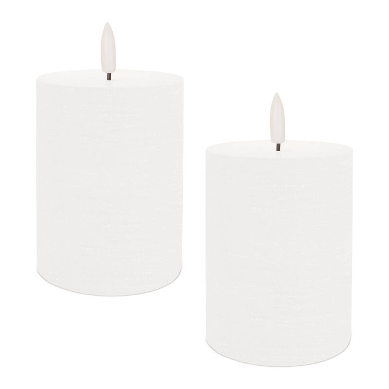HomeRoots Set of Two Unscented Candle Flameless Pillar Candles image number 0