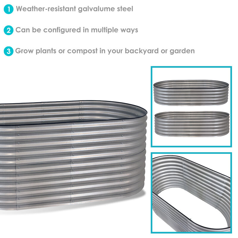 Sunnydaze Galvalume Steel Oval Raised Garden Bed - 79 in x 32 in