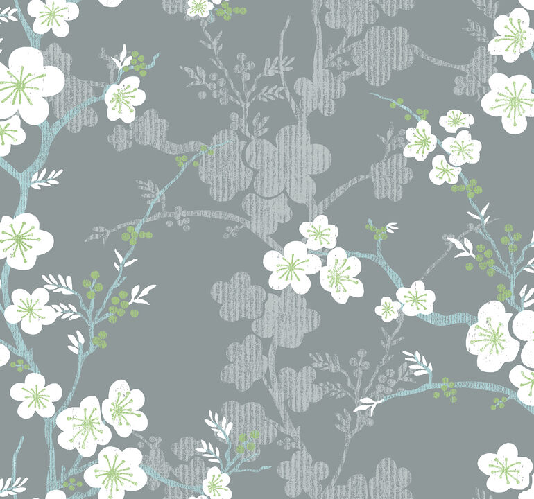 Nicolette Grey Floral Trail Wallpaper