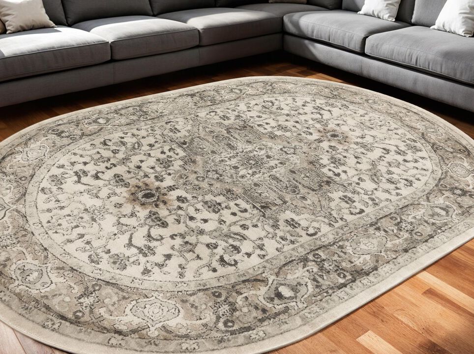 HomeRoots Medallion Power Loom Distressed Area Rug