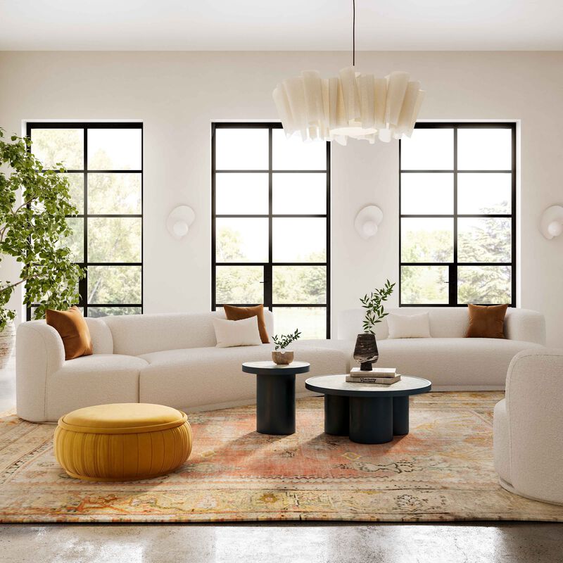 Fickle Cream Boucle 4-Piece Modular RAF Sectional image number 1