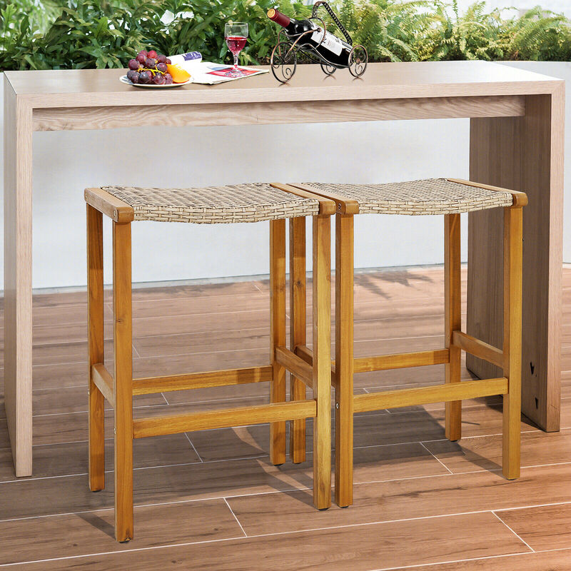 Patio Wood Bar Stools Set of 2/4