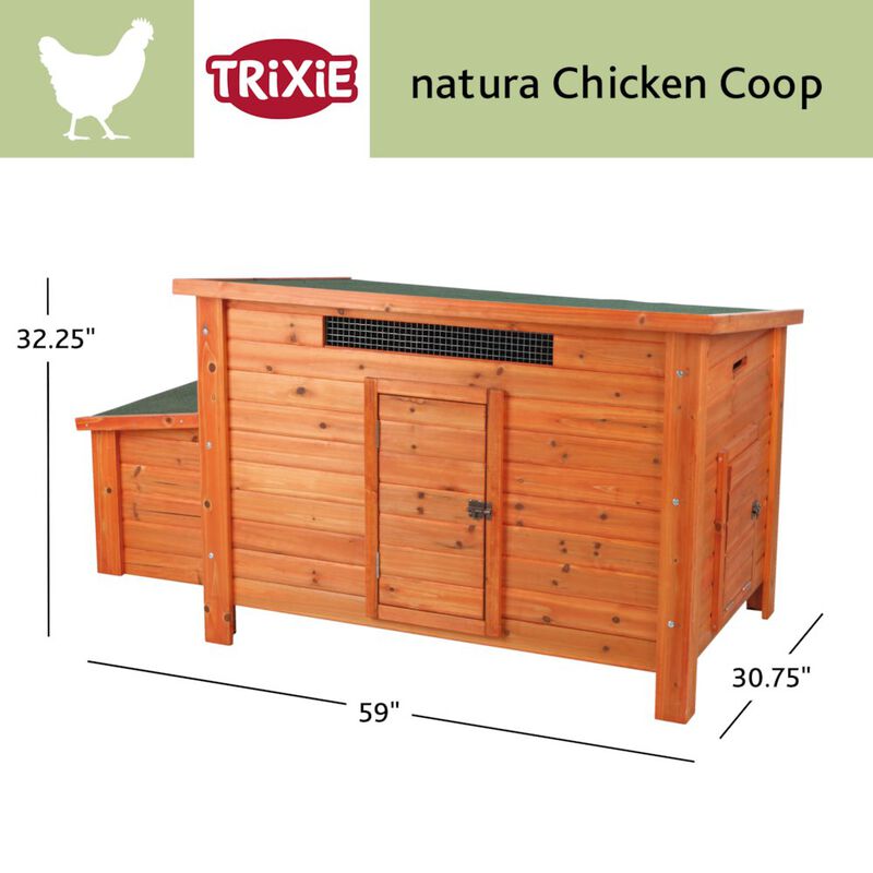 TRIXIE Weatherproof Outdoor Wooden Chicken Coop with 2 Nesting Boxes & Run, Brown image number 2