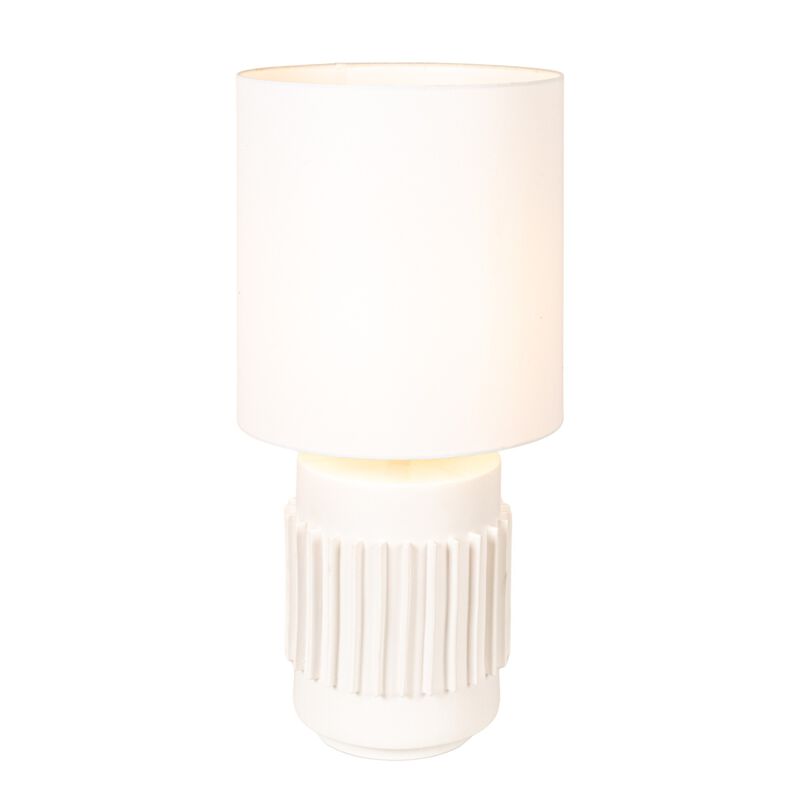 Stoneware Table Lamp with Raised Design, Ivory Glaze image number 4