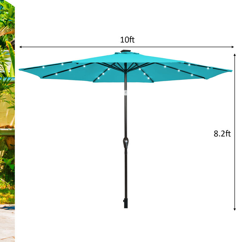 Solar Light Patio Umbrella &ndash; Outdoor Sun Shade with LED Illumination