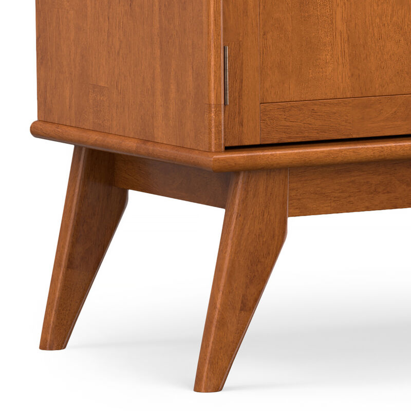 Draper SOLID HARDWOOD 72 inch Wide Mid Century Modern TV Media Stand in Teak Brown For TVs up to 80 inches