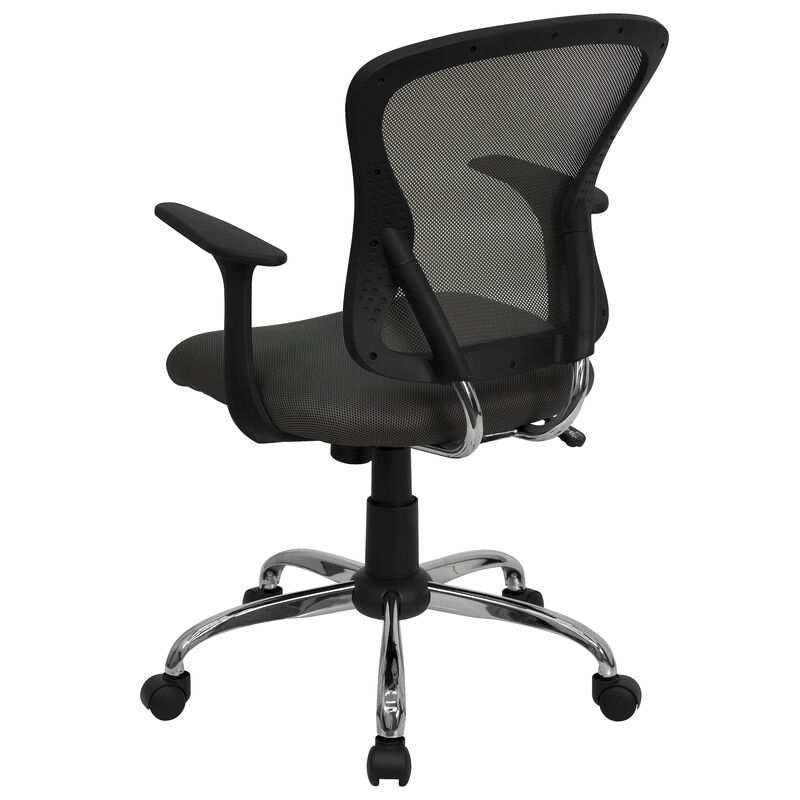 Alfred Mid-Back Dark Gray Mesh Swivel Task Office Chair with Chrome Base and Arms image number 6