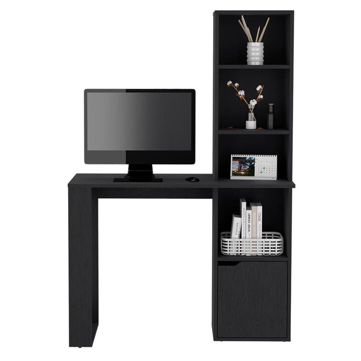 Ripley Writing Desk With Bookcase and Cabinet, Black