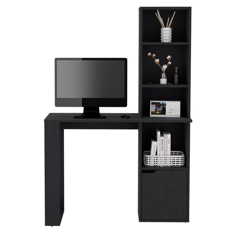 Ripley Writing Desk With Bookcase and Cabinet, Black