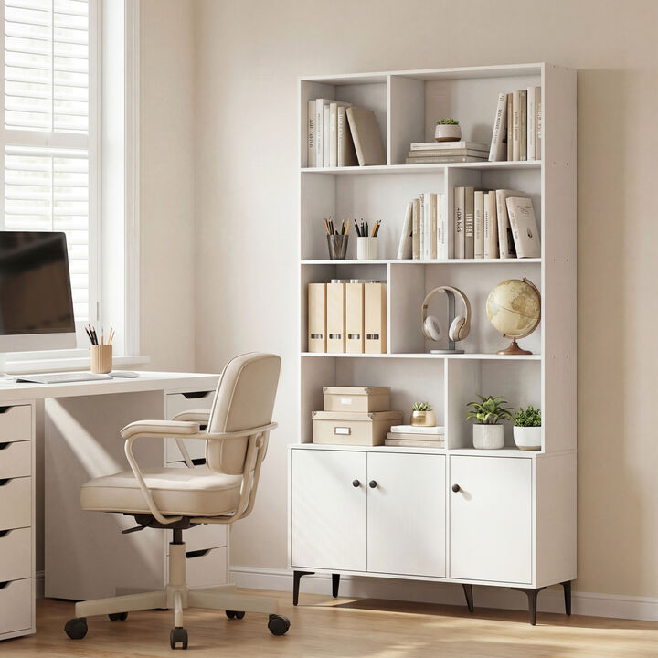 Modern Bookshelf with 3 Doors and 2 Anti-Tip Safety Kits