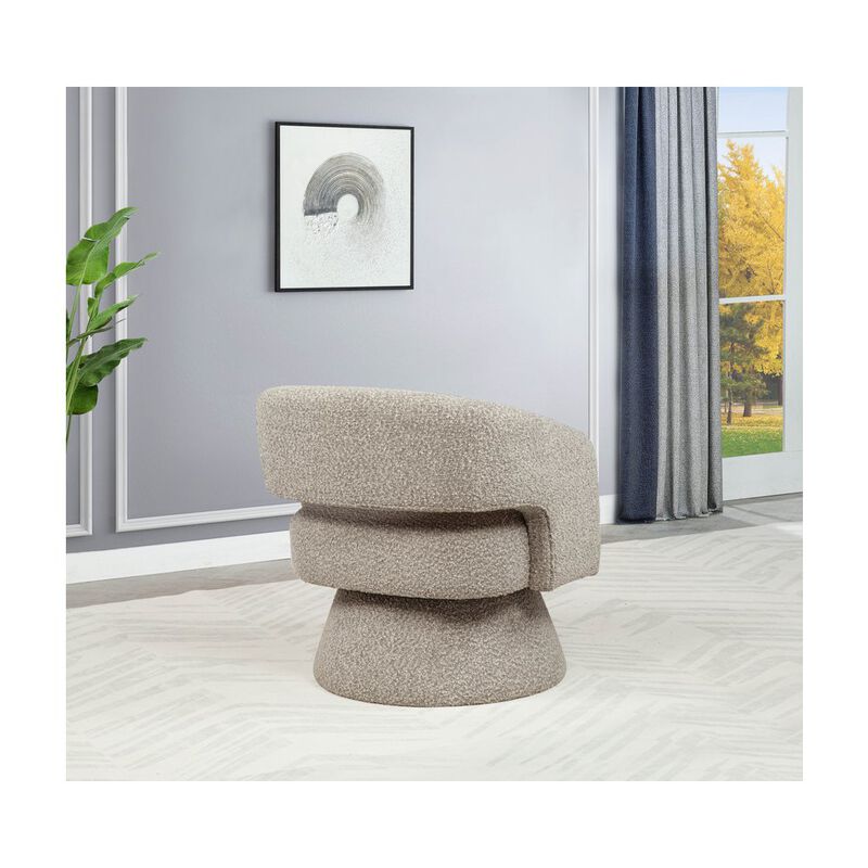 Best Quality Furniture Gray Boucle Swivel Accent Barrel Chair