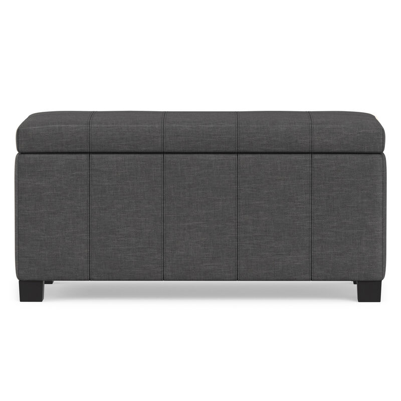 Dover 36 inch Wide Contemporary Rectangle Storage Ottoman Bench in Slate Grey Linen Look Fabric, Assembled image number 5