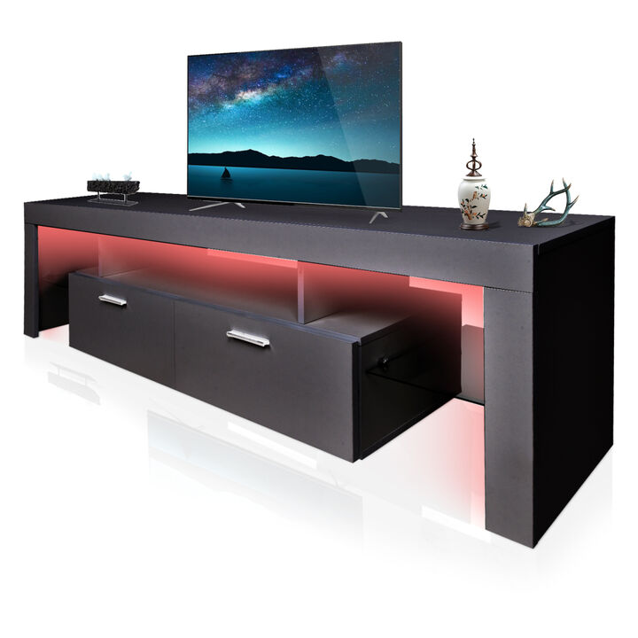 LED TV stand modern TV stand with storage Entertainment Center with drawer TV cabinet for Up to 75 inch for Gaming Living Room Bedroom