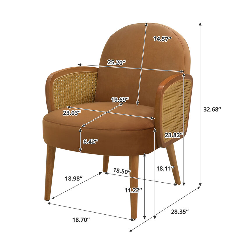 Merax Mid-century Accent Chair with Rattan Armrests