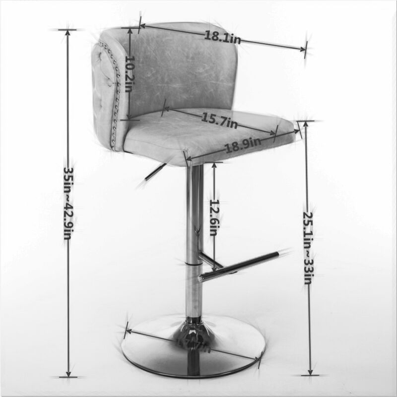 Streamdale Adjustable Swivel Bar Stools, Set of 2, Black image number 6