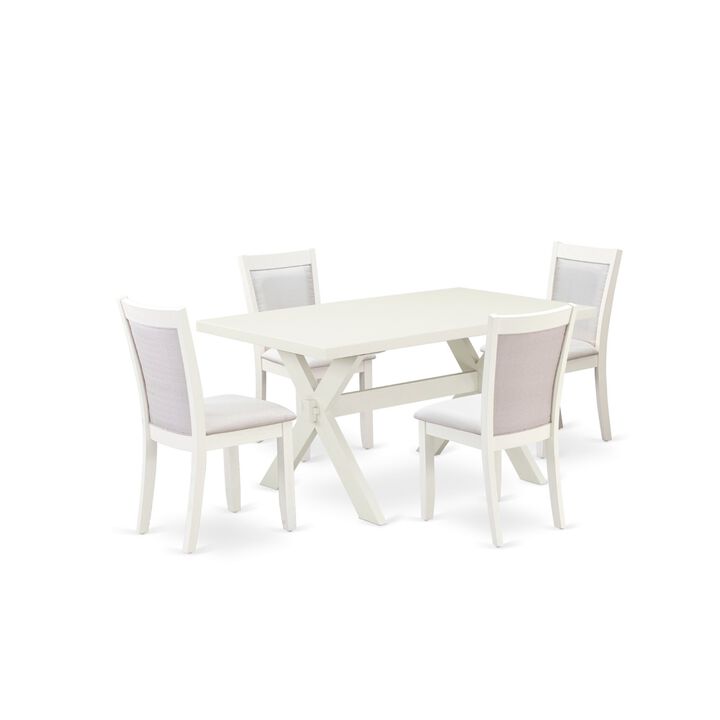 East West Furniture X026MZ001-5 5Pc Dinette Set - Rectangular Table and 4 Parson Chairs - Multi-Color Color