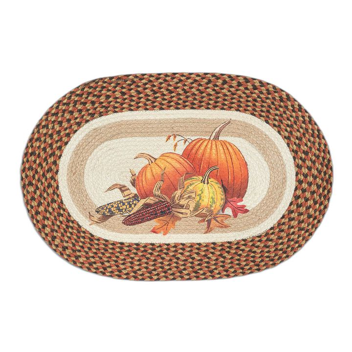 Earth Rugs Op-222 Joyful Harvest Oval Patch 20 X 30