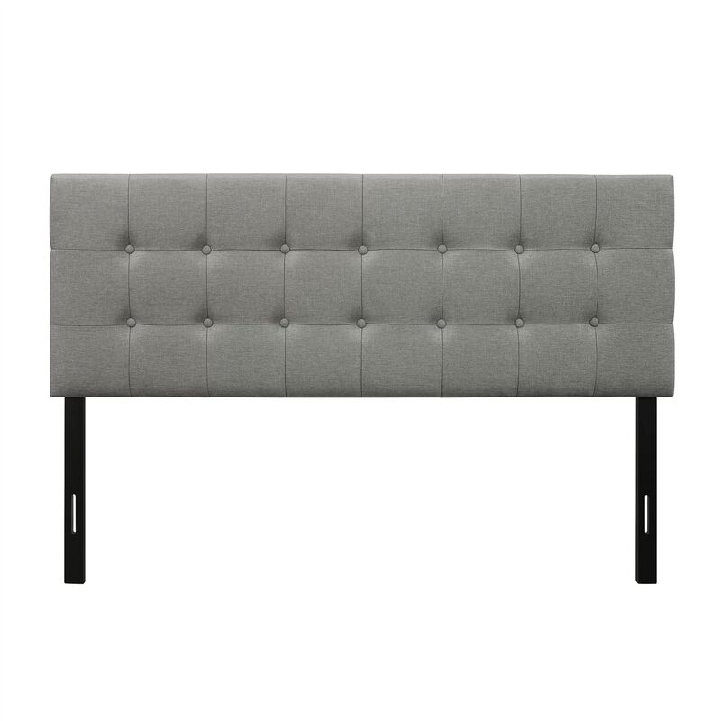 QuikFurn Twin size Contemporary Button-Tufted Headboard in Grey Upholstered Fabric image number 1