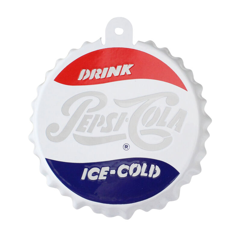 3.25" White and Blue Pepsi-Cola Bottle Cap Logo Cut-Out Christmas Ornament image number 0