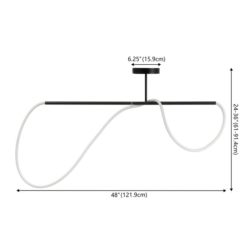 Alessio Contemporary Minimalist 360 Adjustable Silicone Neon Rope Dimmable Linear Integrated LED Flush Mount