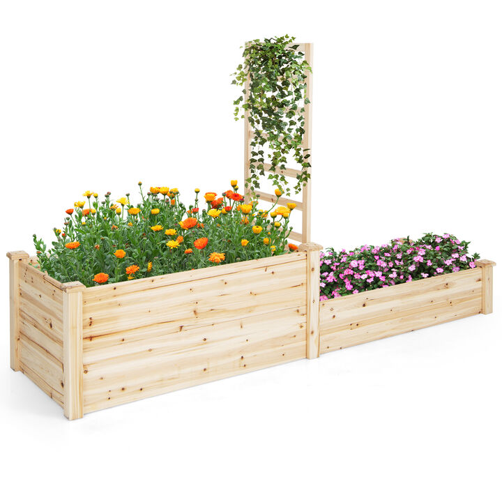 Raised Garden Bed with Trellis-Natural