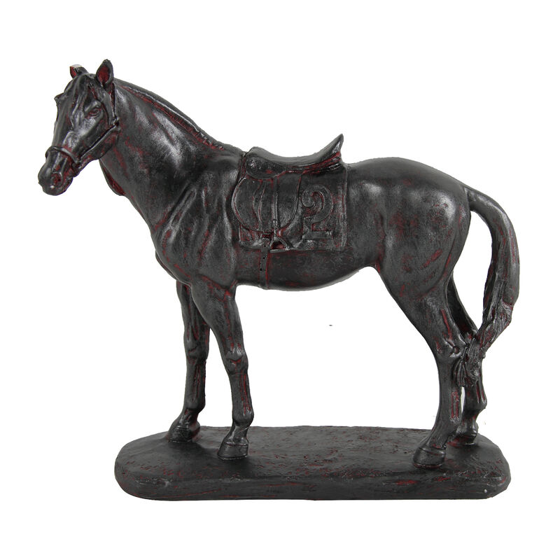Don 10 Inch Horse Figurine Sculpture, Handmade Table Accent Brown Polyresin - Benzara