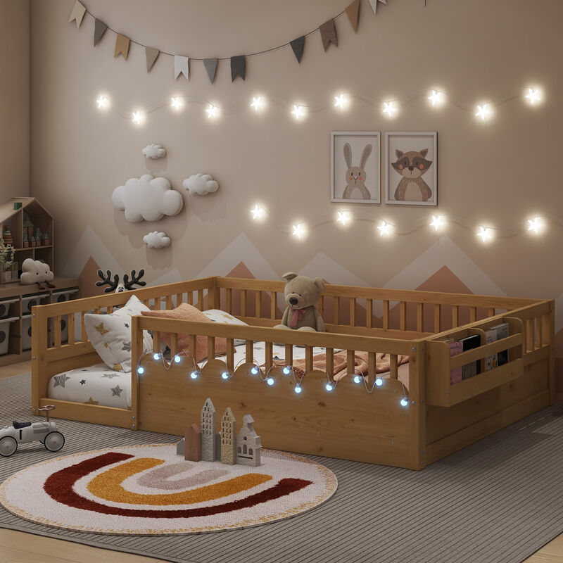 Vimnus Wooden Montessori Kids Toddler Floor Bed image number 3