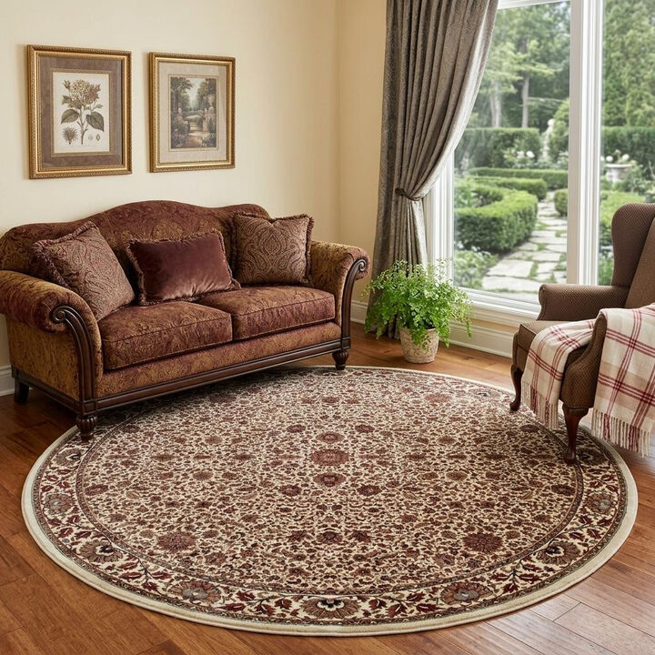HomeRoots Oriental Round Rug
