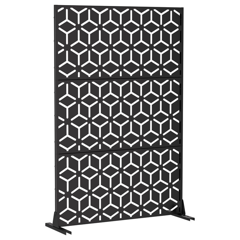 Arched Metal Outdoor Privacy Screen, Freestanding Outdoor Divider Decorative Privacy Fence