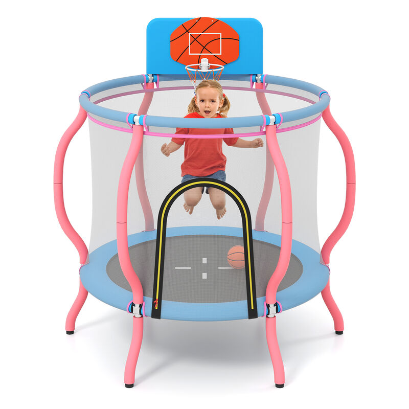 Pumpkin Kids Trampoline, Indoor Outdoor Toddler Bouncer for Playtime-Pink image number 3