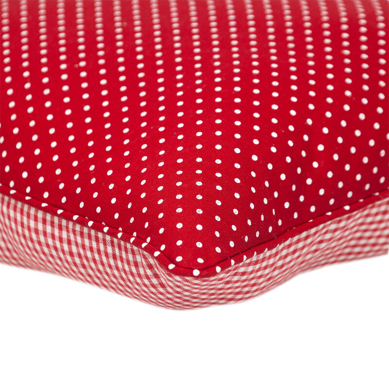 HomeRoots 18" Red and White Cotton Reversible Throw Pillow image number 3