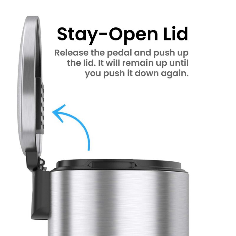 iTouchless 8 Gallon / 30 Liter SoftStep Semi-Round Step Pedal Trash Can