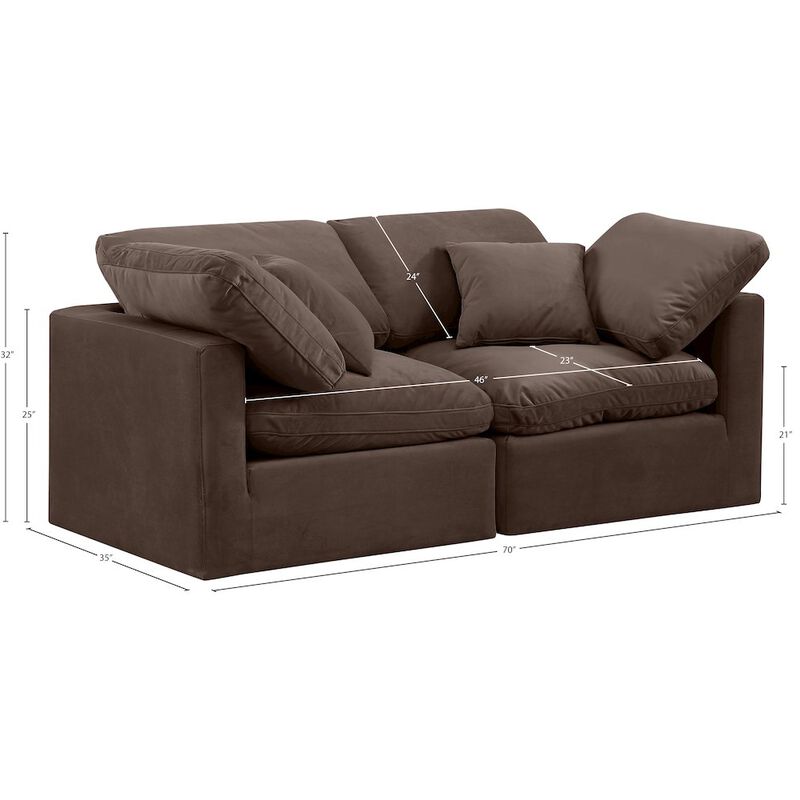 Meridian Furniture Indulge Brown Velvet Modular Sofa