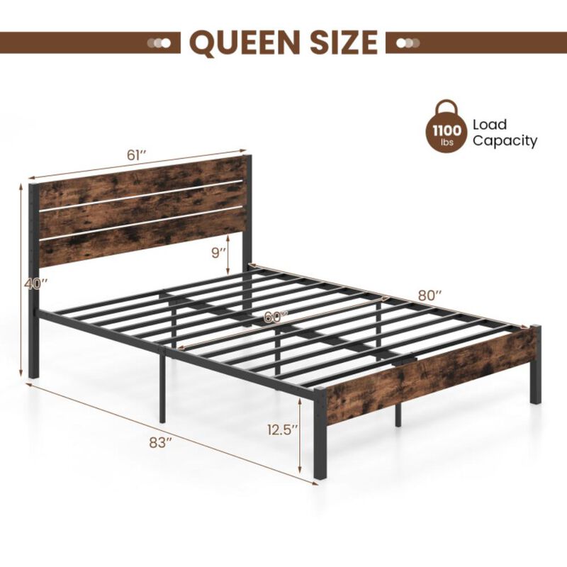 Hivvago Bed Frame with High Headboard and Mute Bar