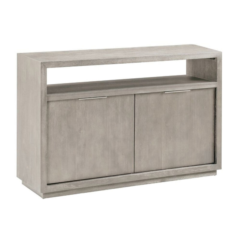 Jose 54 Inch Wood TV Entertainment Center Console, 2 Cabinets, Light Gray - Benzara