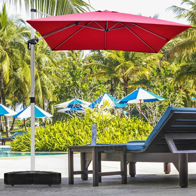 Mondawe 260 lbs Offset Patio Umbrella Base with Wheels Sand Water Filled