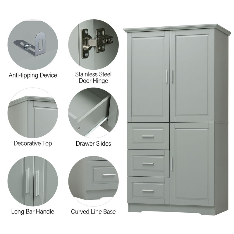 Streamdale Tall Wide Storage Cabinet w/ Doors & Drawers image number 5
