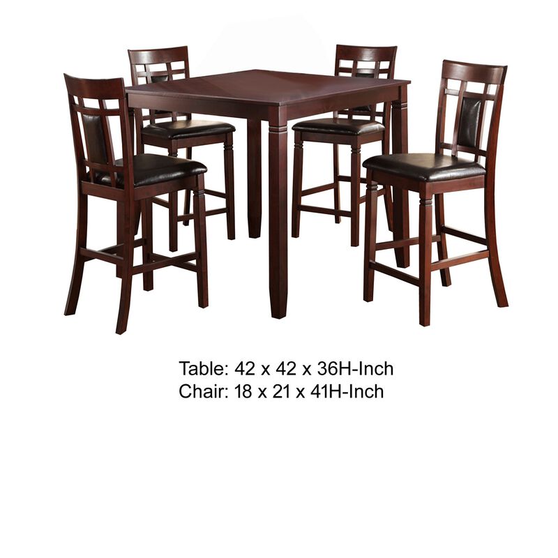 Swish Cashew Wood 5 Pieces Counter Height Dining Set In Brown