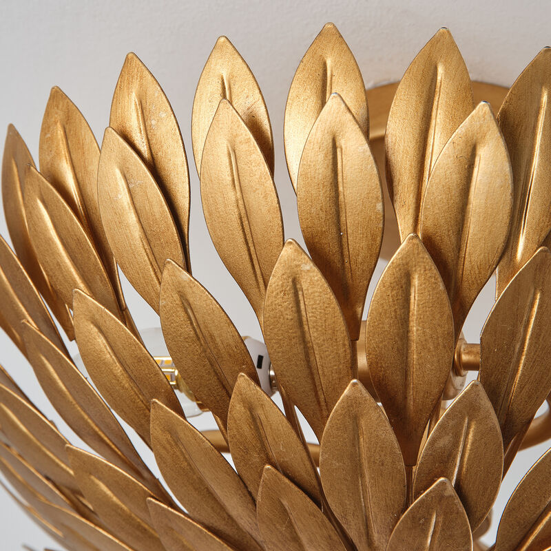 15.8" Modern Antique Gold Leaf Semi Flush Mount Ceiling Light image number 6