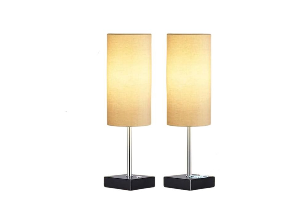 Rechargeable Cordless Dimmable Linen Bedside Lamp For Living Room Bedroom