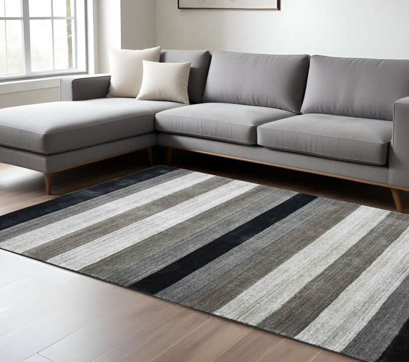 HomeRoots Wool Striped Hand Woven Area Rug