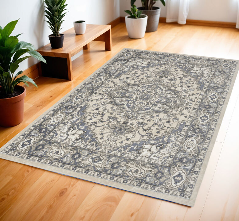 HomeRoots Medallion Power Loom Distressed Area Rug