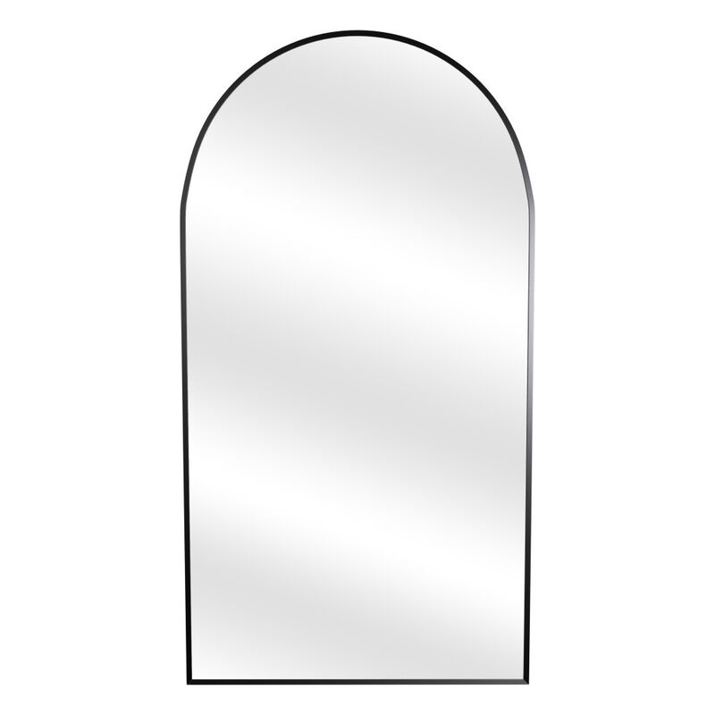 HomeRoots 71" Black Metal Arch Freestanding Framed Full Length Mirror image number 2